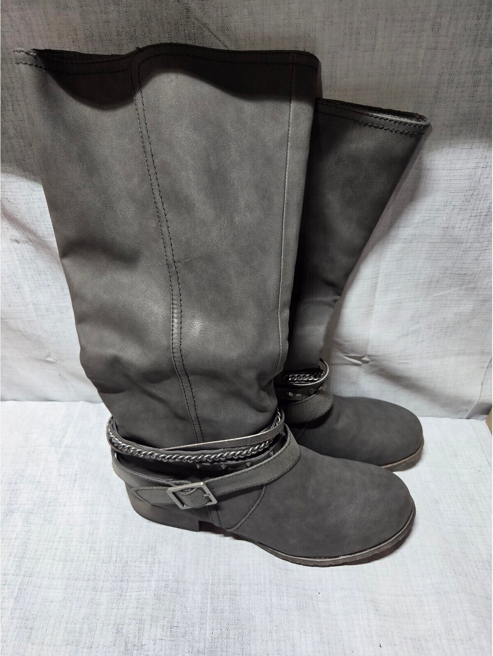 Jelly pop Mid-Calf Buckle and Chain Accent Boots Size 9.5